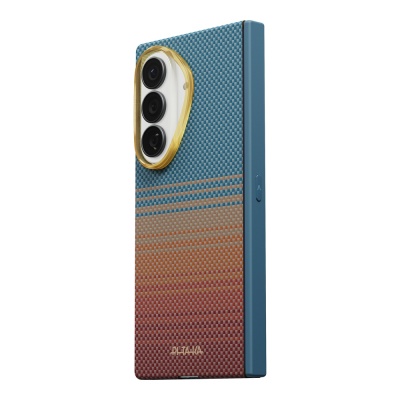 Galaxy Z Fold 8 Ultra Kılıf M-safe Şarj Özellikli Aramid Karbon Fiber Menteşe Butonlu Suite Pitaka Sunset 2.0 California Dream Serisi Kapak - 2