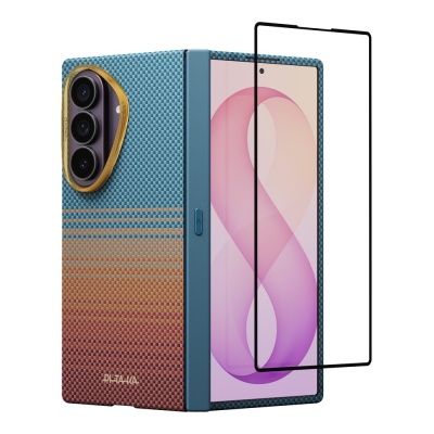 Galaxy Z Fold 8 Ultra Kılıf M-safe Şarj Özellikli Aramid Karbon Fiber Menteşe Butonlu Suite Pitaka Sunset 2.0 California Dream Serisi Kapak - 3