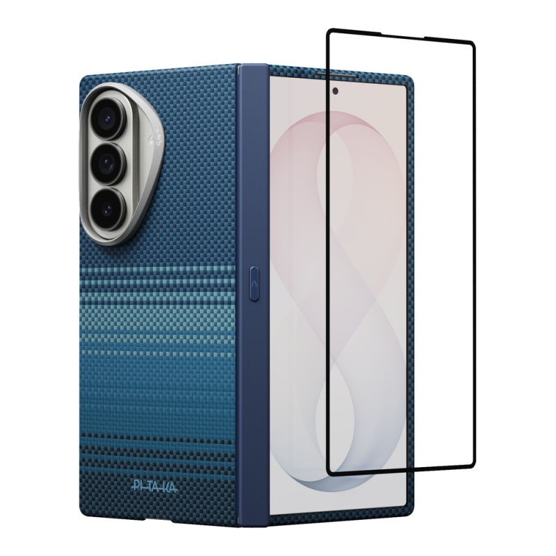 Galaxy Z Fold 8 Ultra Kılıf M-safe Şarj Özellikli Aramid Karbon Fiber Menteşe Butonlu Suite Pitaka Sunset-Moonrise Serisi Kapak - 4