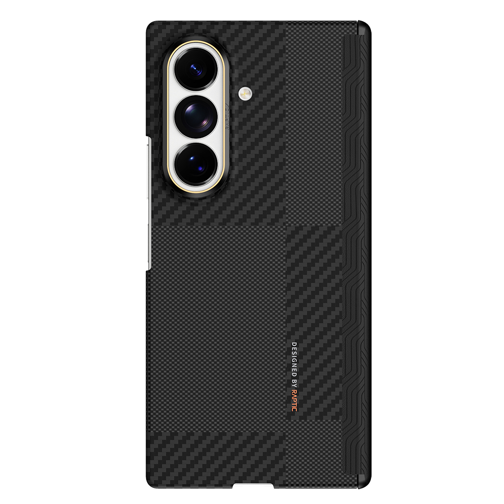 Galaxy Z Fold 8 Ultra Kılıf M-safe Şarj Özellikli Metal Kamera Çerçeveli Raptic Aramid SkinPro Serisi Karbon Kapak - Siyah-Gri