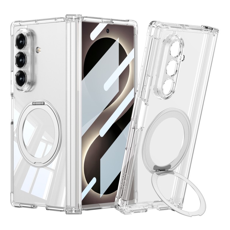 Galaxy Z Fold 8 Ultra Kılıf M-safe Şarj Özellikli Zore Kıpta KPT-09 Ring Standlı Şeffaf Sert PC Kapak - 2