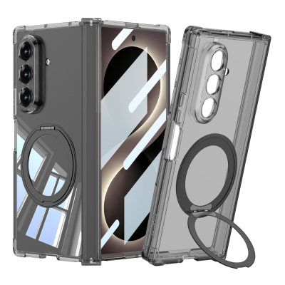 Galaxy Z Fold 8 Ultra Kılıf M-safe Şarj Özellikli Zore Kıpta KPT-09 Ring Standlı Şeffaf Sert PC Kapak - GKK
