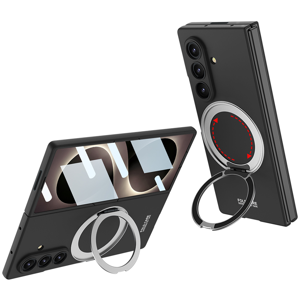 Galaxy Z Fold 8 Ultra Kılıf M-safe Şarj Özellikli Zore Kıpta Yüzüklü Kamera Korumalı Kapak - Siyah