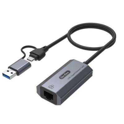Go Des GD-6836 RJ45 to Type-C ve USB-A Gigabit Ethernet Dönüştürücü Kablo 1000Mbps 50cm - Go Des