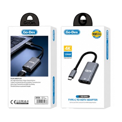 Go Des GD-6906 HDTV Type-C to HDMI 4K Ultra HD Audio and Video Adapter 60Hz - 2