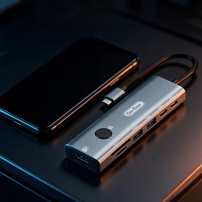 Go Des GD-6910 Type-C 7-in-1 Hub Adapter USB 5gbps/HDMI/PD 3.0/3.5mm/4K Ultra HD - 2