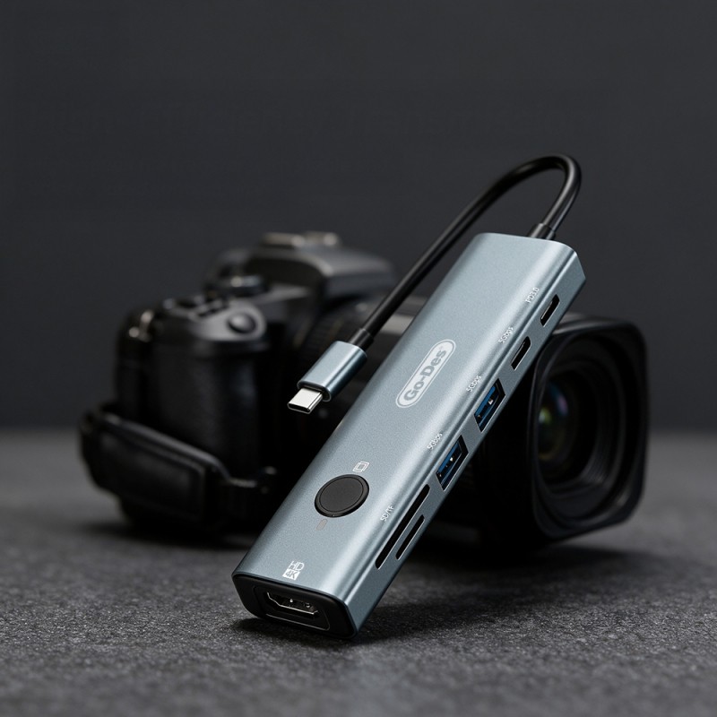 Go Des GD-6910 Type-C Bağlantılı 7in1 Hub Adaptör USB 5gbps/Hdmi/PD 3.0/3.5mm/4K Ultra HD - 5