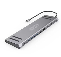 Go Des GD-9120 14 in 1 Stand Özellikli Type-C Hub SD Kart-RJ45-HDMI-VGA-Usb Çoğaltıcı - Go Des