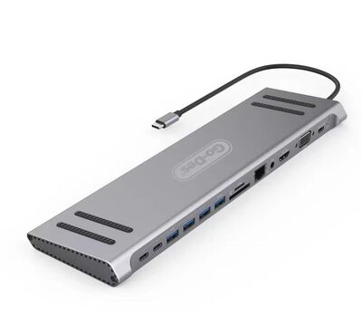 Go Des GD-9120 14 in 1 Stand Özellikli Type-C Hub SD Kart-RJ45-HDMI-VGA-Usb Çoğaltıcı - 1