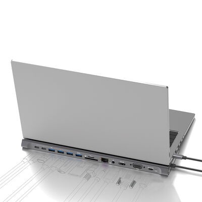 Go Des GD-9120 14 in 1 Stand Özellikli Type-C Hub SD Kart-RJ45-HDMI-VGA-Usb Çoğaltıcı - 2