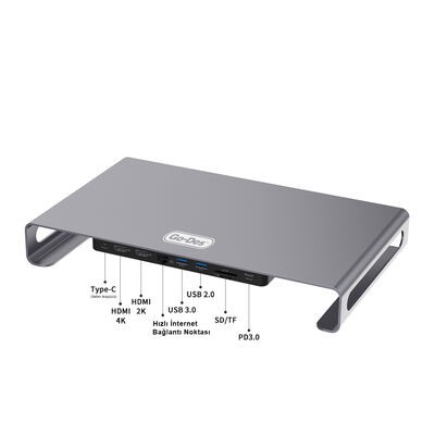 Go Des GD-9126 Hub With Laptop Docking Station Stand - 3