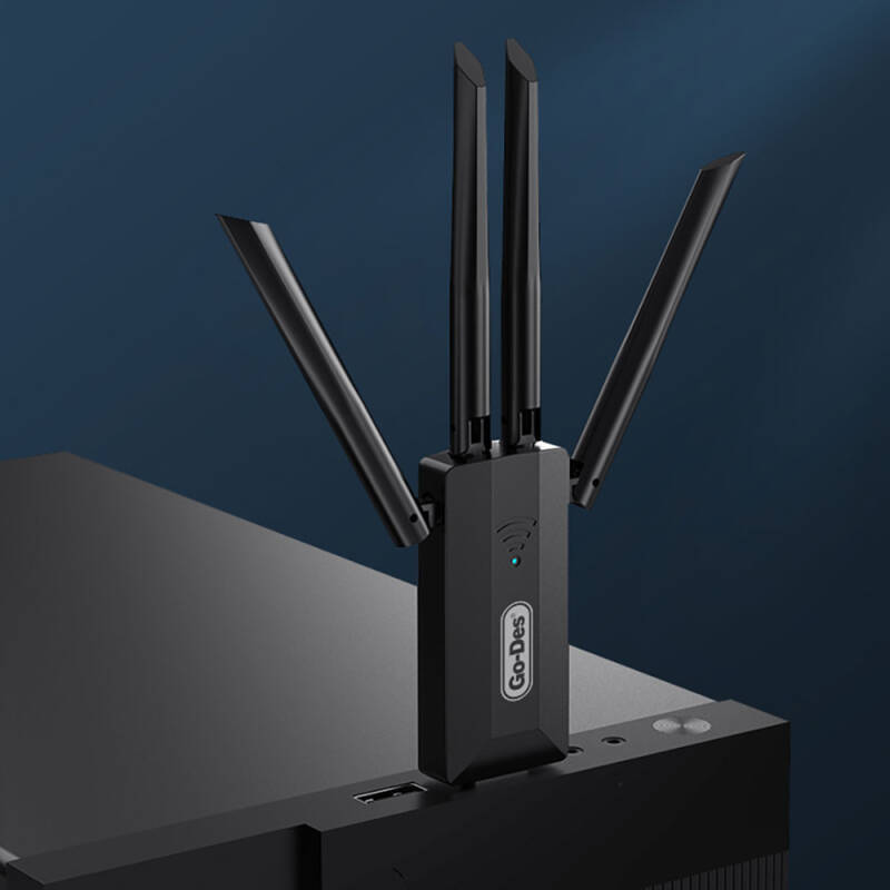 Go Des GD-BT318 Çift Bantlı 1200m 300Mbps 4 Antenli Kablosuz İnternet Sağlayıcı USB WiFi Adaptör - 8