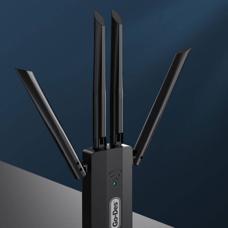 Go Des GD-BT318 Dual Band 1200m 300Mbps 4 Antennas Wireless Internet Provider USB WiFi Adapter - 12
