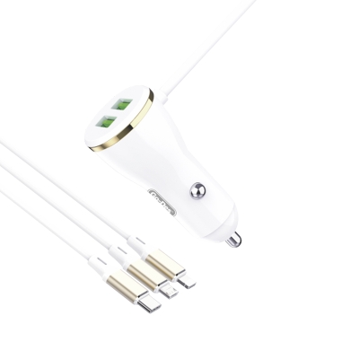 Go Des GD-CC202 5 in 1 5A Fast Charge Dual USB-A and Micro Type-C Car Charger with Lightning Cable - Go Des