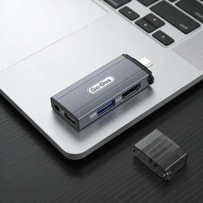 Go Des GD-CT085 Type-C 4-in-1 HDTV Audio and Video Adapter USB3.0/HDMI/3.5mm/4K Ultra HD 60Hz - 2