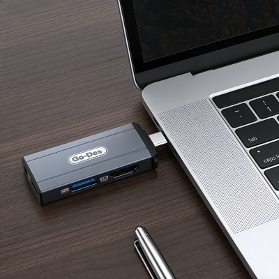 Go Des GD-CT085 Type-C 4-in-1 HDTV Audio and Video Adapter USB3.0/HDMI/3.5mm/4K Ultra HD 60Hz - 3