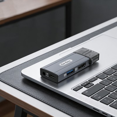 Go Des GD-CT085 Type-C 4-in-1 HDTV Audio and Video Adapter USB3.0/HDMI/3.5mm/4K Ultra HD 60Hz - 4