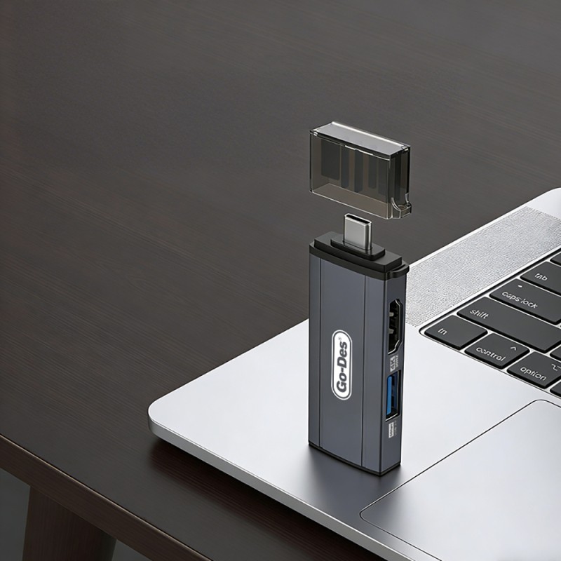 Go Des GD-CT085 Type-C 4-in-1 HDTV Audio and Video Adapter USB3.0/HDMI/3.5mm/4K Ultra HD 60Hz - 5