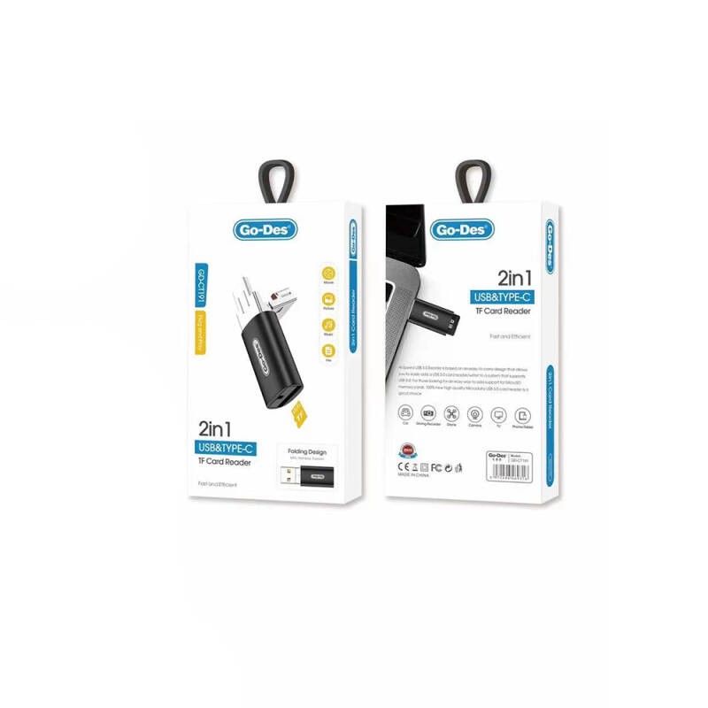 Go Des GD-CT191 TF to USB-A/Type-C 2in1 OTG Memory Card Reader - 4