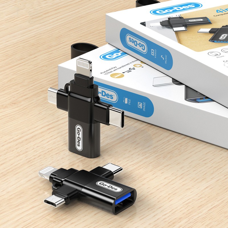 Go Des GD-CT196 4-in-1 Type-C+Lightning+Micro+USB3.0 OTG Converter Adapter - 5