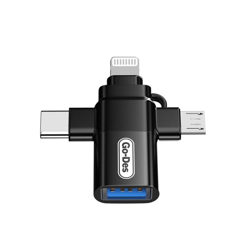 Go Des GD-CT196 4-in-1 Type-C+Lightning+Micro+USB3.0 OTG Converter Adapter - 2