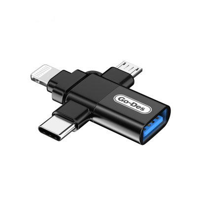 Go Des GD-CT196 4in1 Type-C+Lightning+Micro+USB3.0 OTG Dönüştürücü Adaptör - Go Des