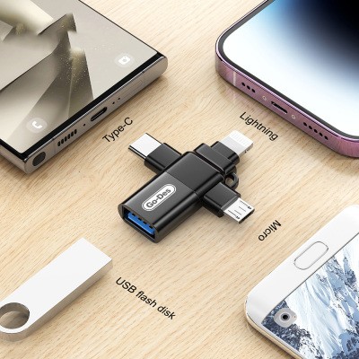 Go Des GD-CT196 4in1 Type-C+Lightning+Micro+USB3.0 OTG Dönüştürücü Adaptör - 7