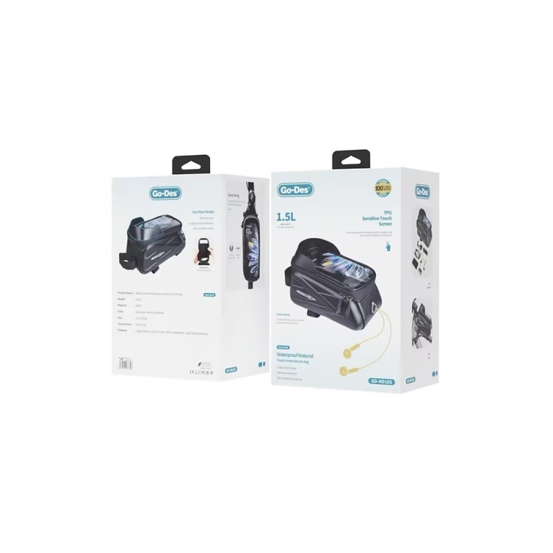 Go Des GD-HD105 Waterproof Bicycle Bag with Phone Holder 1.5 Liters - 7