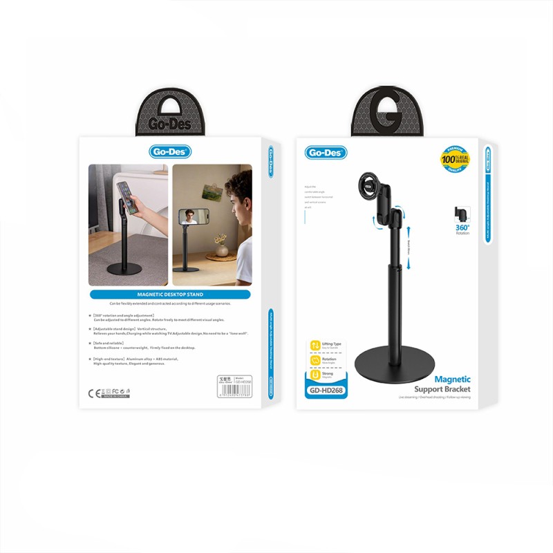 Go Des GD-HD268 Portable Foldable 360 ​​Degree Rotating Magnetic Phone Stand - 8