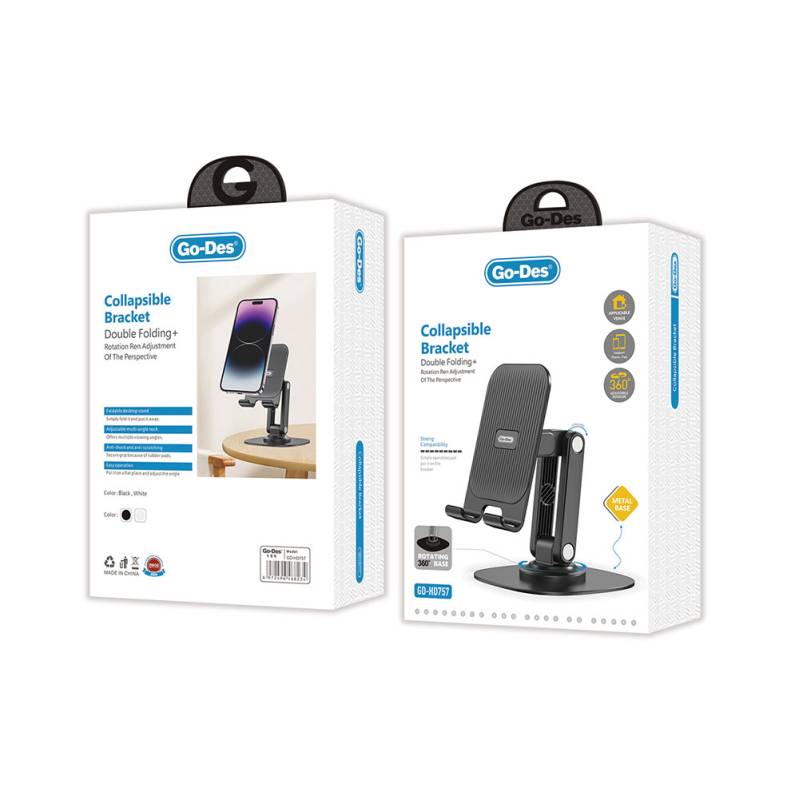 Go Des GD-HD757 Taşınabilir Katlanabilir 360 Dönebilen Metal Telefon ve Tablet Standı - 3