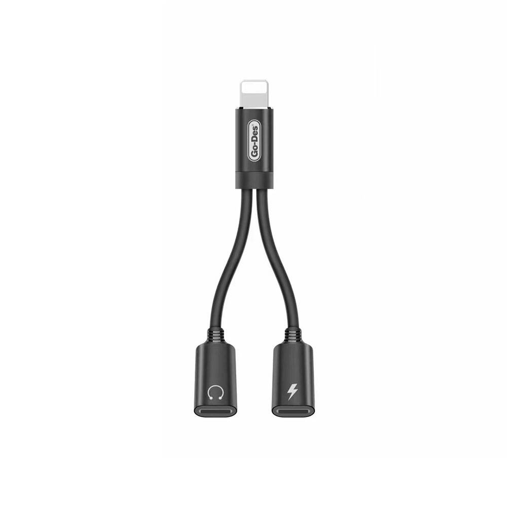 Go Des GD-UC011 Lightning 2in1 Şarj ve Ses Kablosu - Siyah