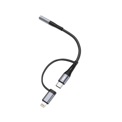 Go-Des GD-UC173 Type-C and Lightning 2-in-1 Audio Cable with 3.5mm Jack Input - Go Des