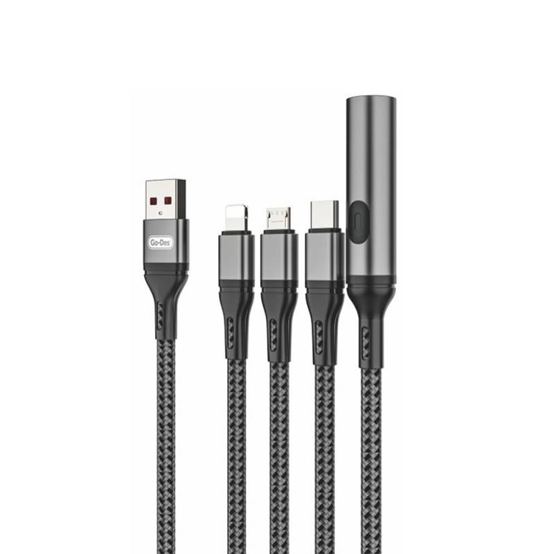 Go Des GD-UC321 4in1 Lightning – Type-C – Micro USB Ultra Hızlı Şarj Kablosu + Çakmak - 1