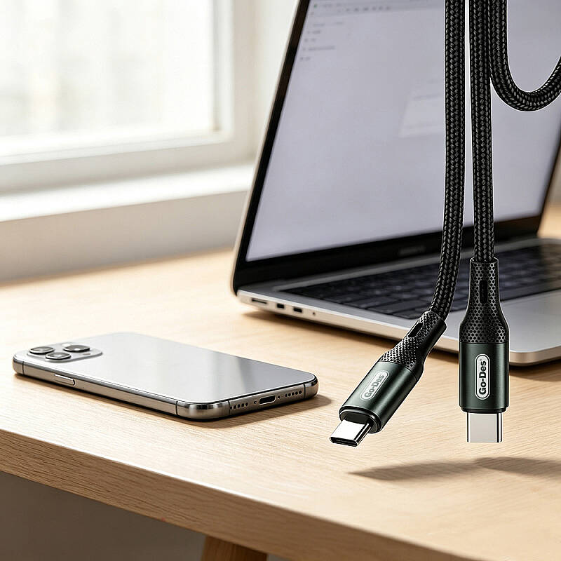 Go Des GD-UC575 Type-C to Type-C PD Braided Fast Charging Data and Charging Cable 40W 3M - 6