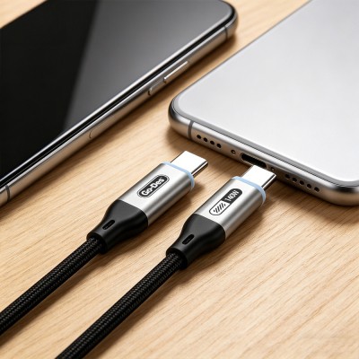 Go Des GD-UC685 Type-C to Type-C Örgü Tasarımlı Hızlı Şarj Özellikli Data ve Şarj Kablosu 140W 1.8M - 2