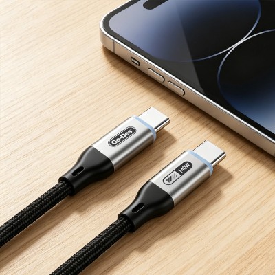 Go Des GD-UC685 Type-C to Type-C Örgü Tasarımlı Hızlı Şarj Özellikli Data ve Şarj Kablosu 140W 1.8M - 3