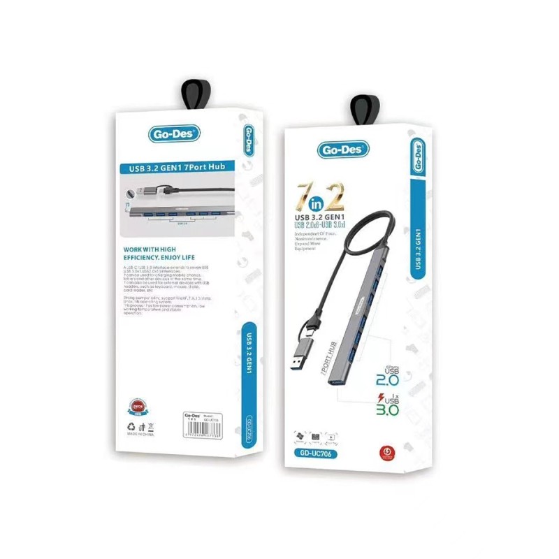 Go Des GD-UC706 7 Usb Girişli Type-C - Usb Hub - 3