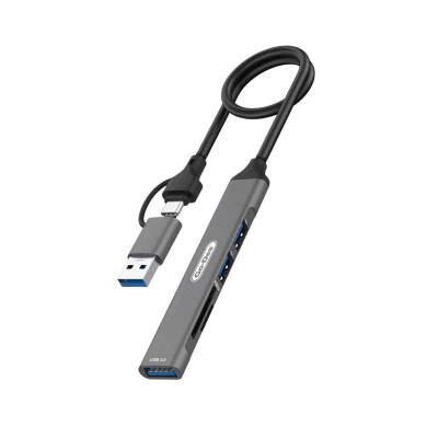 Go Des GD-UC707 USB3.0 + USB2.0 + SD/TF Bağlantılı Type-C USB-A 5in2 Hub - Go Des