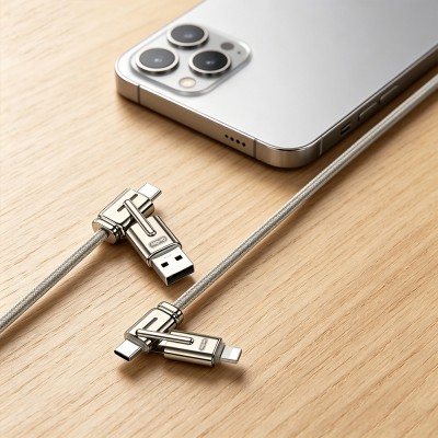 Go Des GD-UC832 4-in-1 PD Multi-USB-A + Type-C to Type-C + Lightning Charging and Data Cable - 6