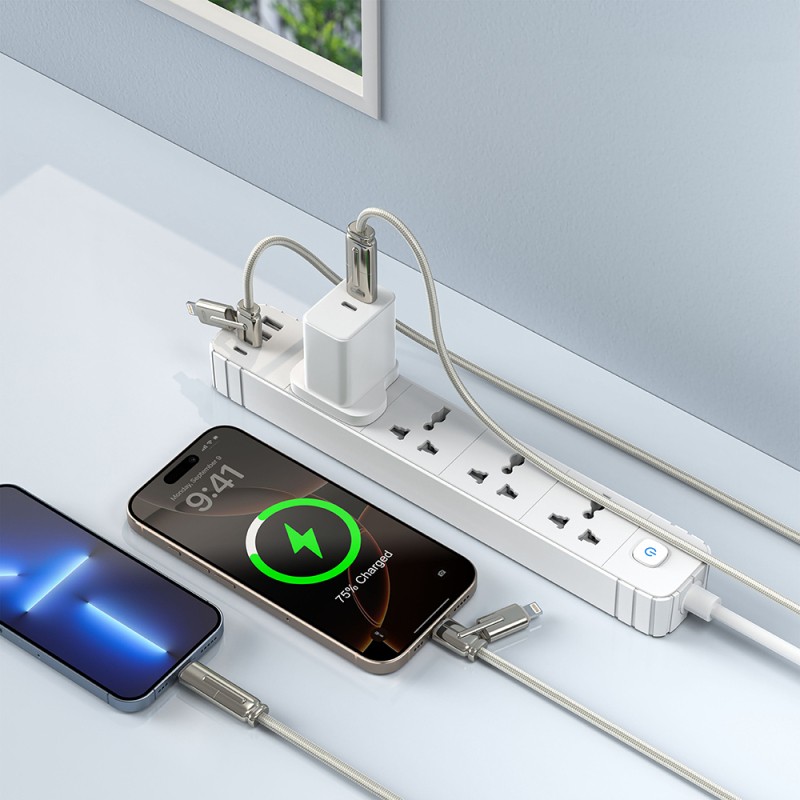 Go Des GD-UC832 4-in-1 PD Multi-USB-A + Type-C to Type-C + Lightning Charging and Data Cable - 2