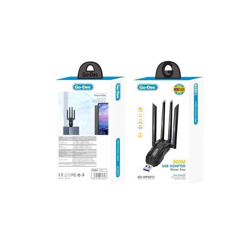Go-Des GD-WPS015 Wi-Fi USB Adapter 900Mbps - 4