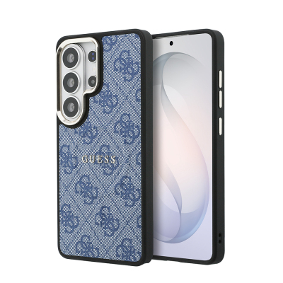 Guess Galaxy S26 Ultra Case Original Licensed M-safe Charging Feature Metal Camera Frame PU Leather 4G Patterned Text and Logo Cover - Guess