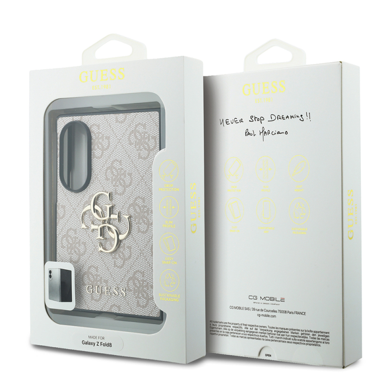 Guess Galaxy Z Fold 8 Case Original Licensed 4G Design Large Metal 4G and Text Logo Cover - 28
