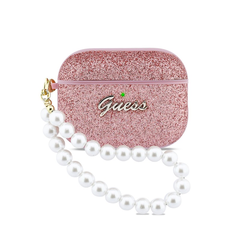 GUESS Glitter Pearl Wrist Strap Case for Apple Airpods Pro 3 - 2