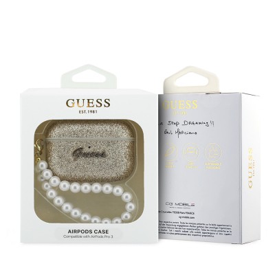 GUESS Glitter Pearl Wrist Strap Case for Apple Airpods Pro 3 - 12