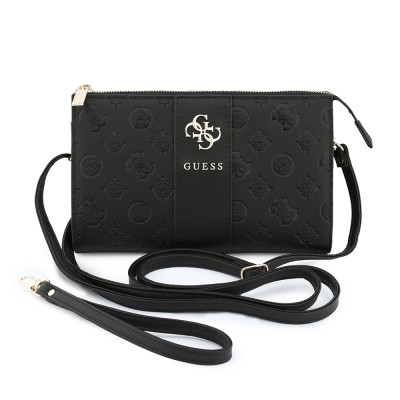 Guess Officially Licensed Handbag with Shoulder Strap, Featuring Peony and 4G Patterns, Stripe Detail, and Metal Logo - 1