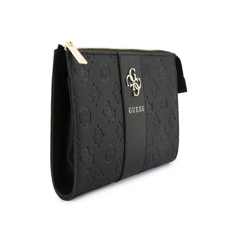 Guess Officially Licensed Handbag with Shoulder Strap, Featuring Peony and 4G Patterns, Stripe Detail, and Metal Logo - 4