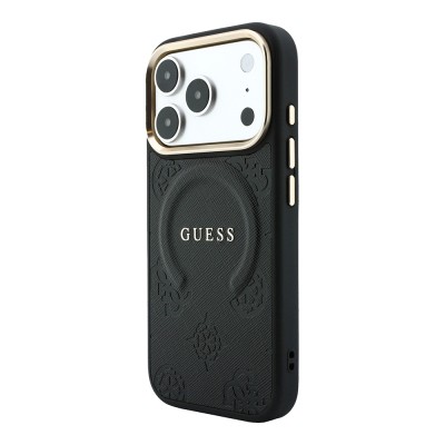 Guess Officially Licensed M-Safe Compatible C-Magnet PU Leather Peony Case for Apple iPhone 18 Pro with Hot-Pressed Logo/Text - 5