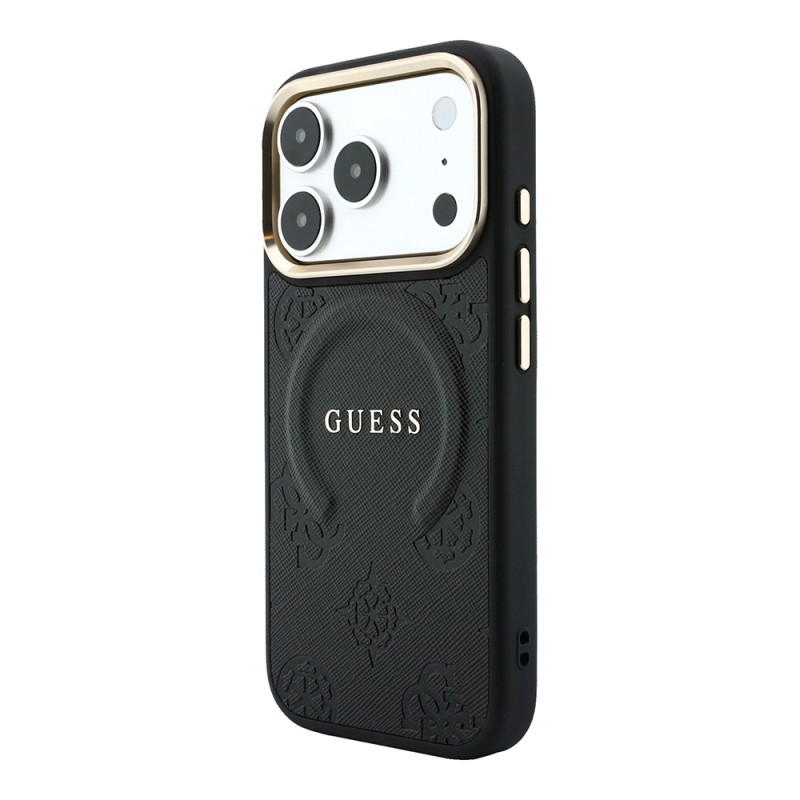 Guess Officially Licensed M-Safe Compatible C-Magnet PU Leather Peony Case for Apple iPhone 18 Pro with Hot-Pressed Logo/Text - 5