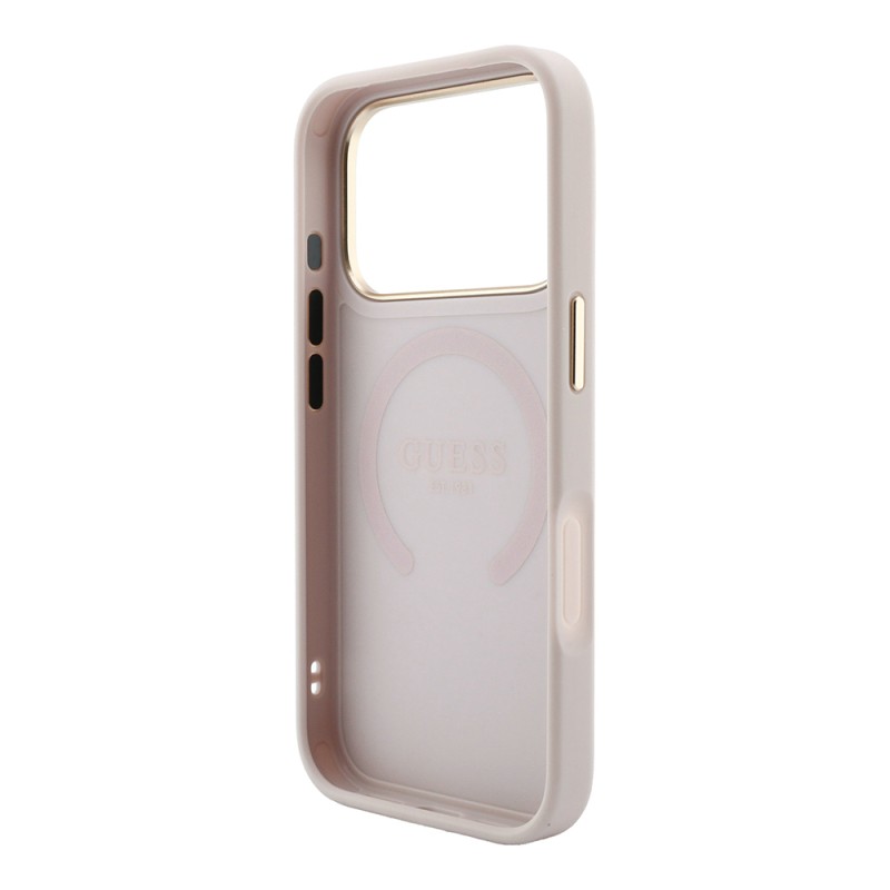 Guess Officially Licensed M-Safe Compatible C-Magnet PU Leather Peony Case for Apple iPhone 18 Pro with Hot-Pressed Logo/Text - 17